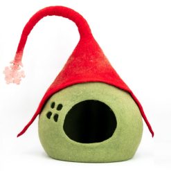 Handmade Wool Gnome Cat Cave Bed – 50 cm Christmas Felt Cat House