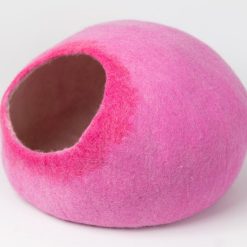 Handmade Pink Gradient Wool Cat Cave Bed – 50 cm Felt Cat House