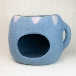 Handmade Wool Coffee Mug Cat Cave Bed – 50 cm Felted Cat House